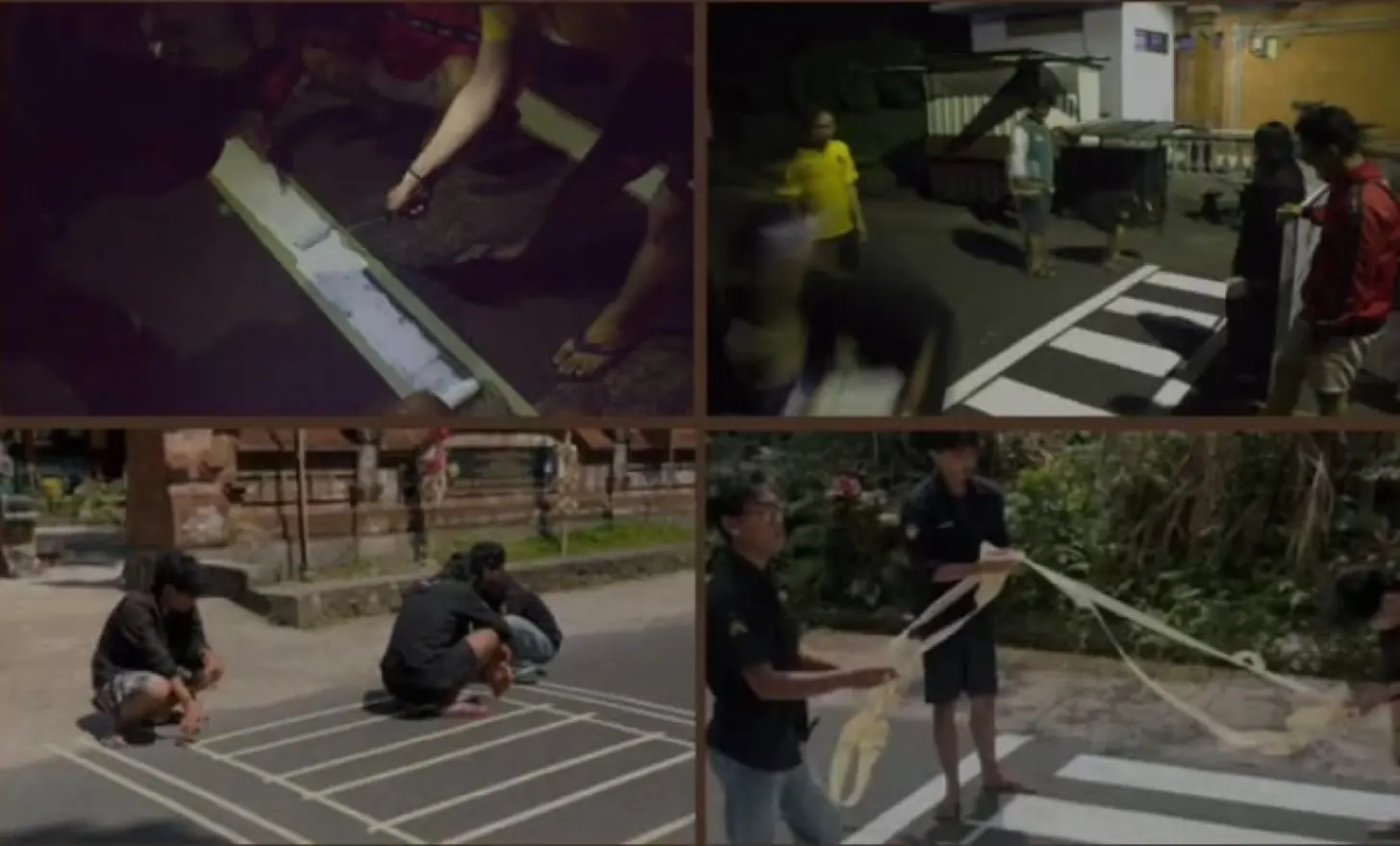 Mahasiswa KKN Universitas Udayana Melaksanakan Pengecatan Zebra Cross di Desa Kesiut